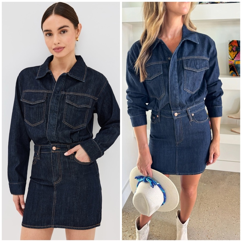 Pistola Nina Long Sleeve Denim Mini Dress Blue Size XS